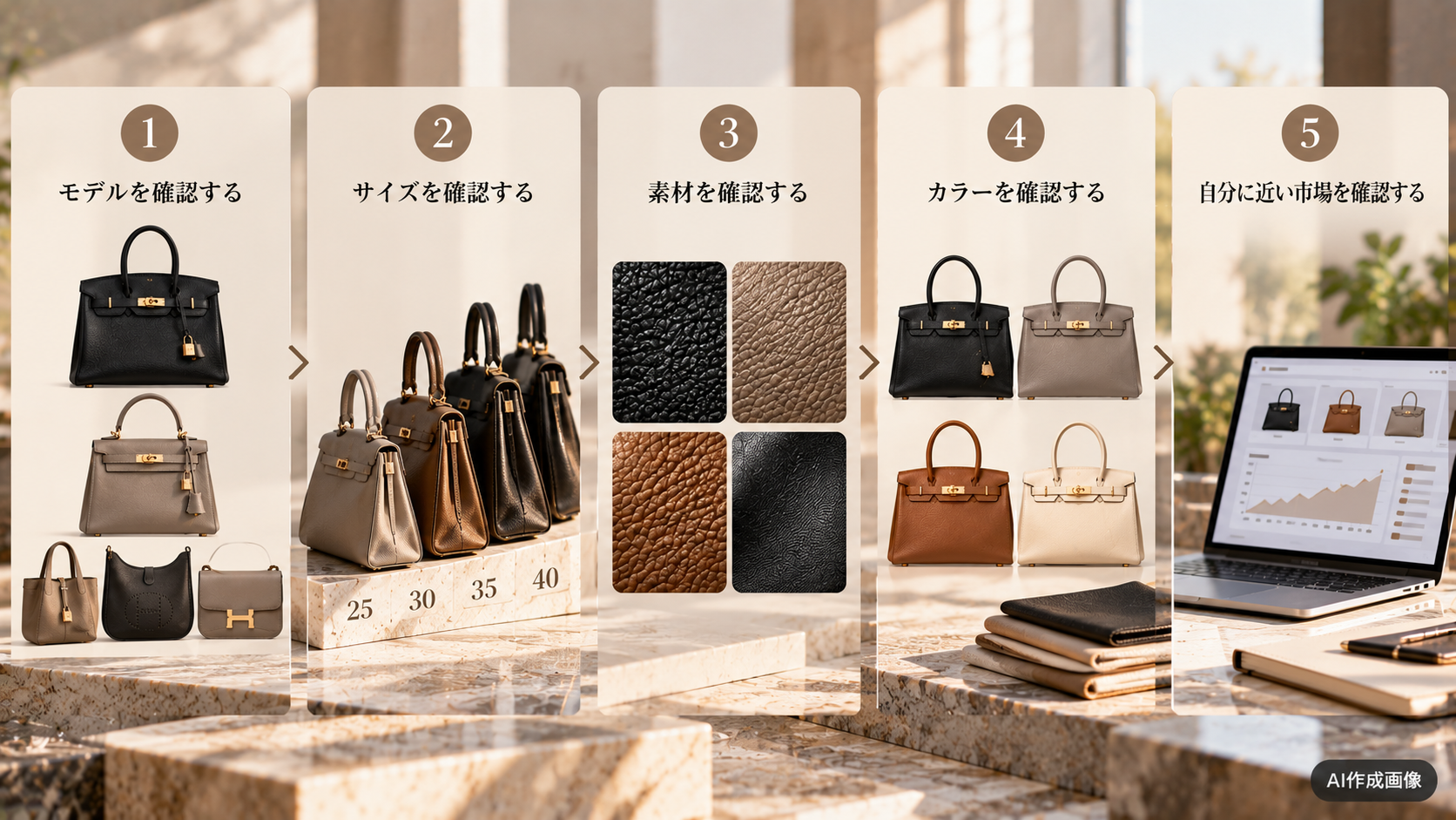 自分のエルメスバッグに近い中古相場を調べる5ステップ